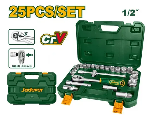 Juego de Tubos Jadever 1/2" 25 Piezas con Criquet y Maletín - Imagen 2